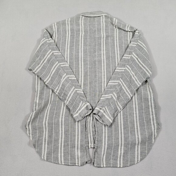 Lucky Brand Shirt Womens XL Striped Classic Long Sleeve Button Up Casual Linen - Picture 2 of 9